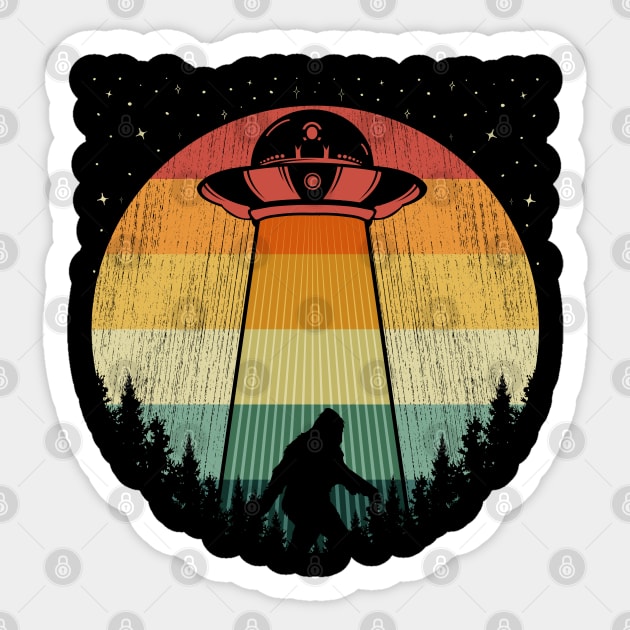 Bigfoot Ufo Abduction Sticker by Tesszero